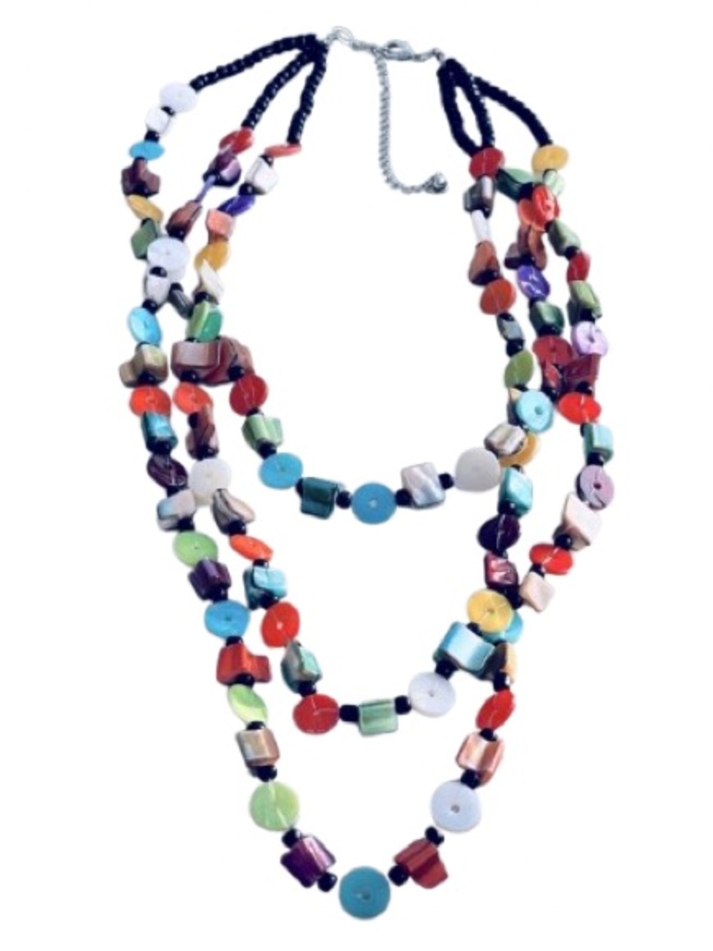 BOHO ISLAND GIRL ENERGY – Layered Shell and Buttons Statement Necklace